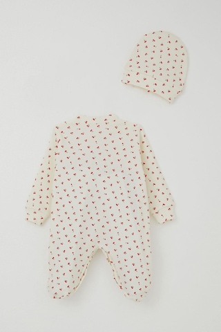 Breeze Kız Bebek Patikli Tulum Kiraz Bahçesi 0-6 Ay, Krem Krem