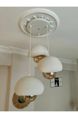 3'lü 20 Cm Tekli Beton Görünüm Modern Sarkıt Pinterest Bohem Avize - Siyah Siyah