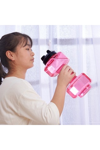 Novahub Yeni Yeşil Renkli Spor Şişesi 2600ml Plastik Dambıl Kupa Fitness Kupası Çok Renkli Çok Renkli