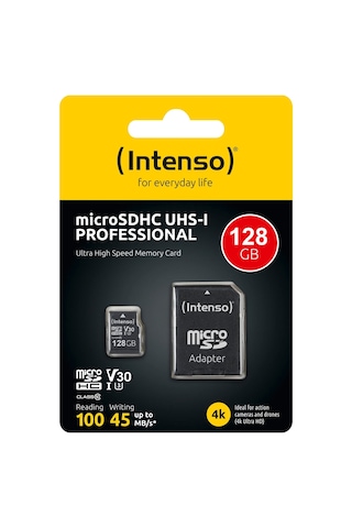 Intenso 128gb Microsdhc Uhs-ı Professıonal Class10 U3 V30 Ultra High Speed Memory Card 4k