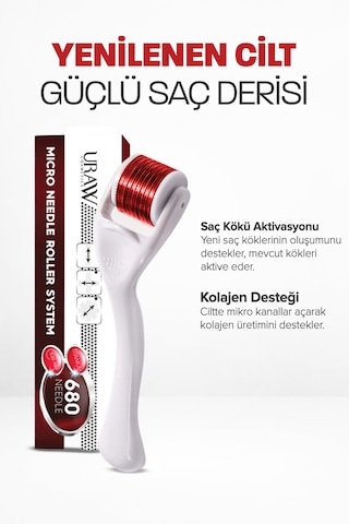 Titanyum İğneli 0,50 Mm Saç Ve Cilt Bakım Dermaroller Beyaz