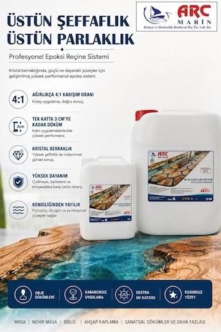 Arc 150N Ultra Şeffaf Döküm TipiParlak Epoksi Reçine25 Kg Set