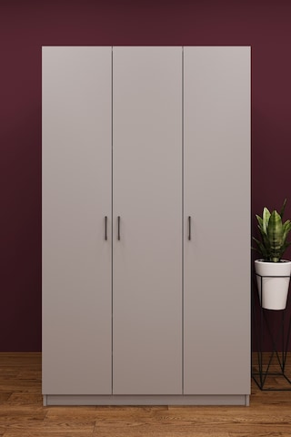 Asra Trend 3 Kapaklı Gardırop G-01 %100 MDF Geniş Hacimli Elbise Dolabı Kül Gri