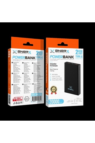 Enerx Enr-p20c Powerbank 20.000 Mah 2xusb+type-c 2.1a Beyaz Siyah