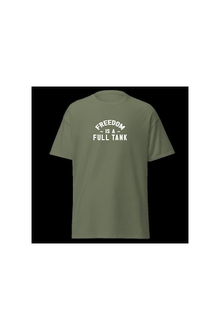 Wildstyle Freedom Is A Full Tank Motosiklet Özgürlük Vintage Baskılı Unisex Bisiklet Yaka Pamuklu Tişört - Hak