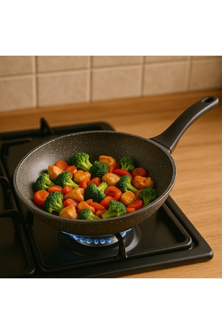 Thermoad Granit Döküm Wok Tava 28cm - Gri Gri