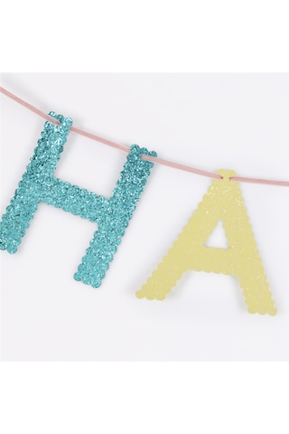 Meri Meri - Mixed Glitter Fabric Happy Birthday Garland - Karışık Simli Kumaş Mutlu Yıllar Asılan Süsü