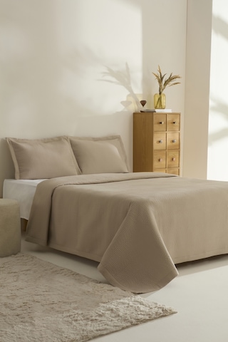 Karaca Home Juno Çift Kişilik Yatak Örtüsü Bej Bej