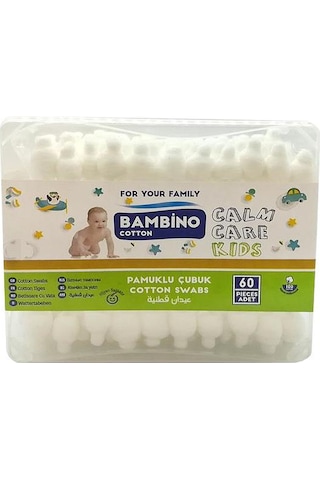 Bambino Cotton B40106 Bebek Pamuklu Kulak Temizleme Çubuğu 60'lı