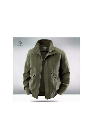 Pamuklu, Çok Cepli Dik Yaka Ceket Ordu Yeşili