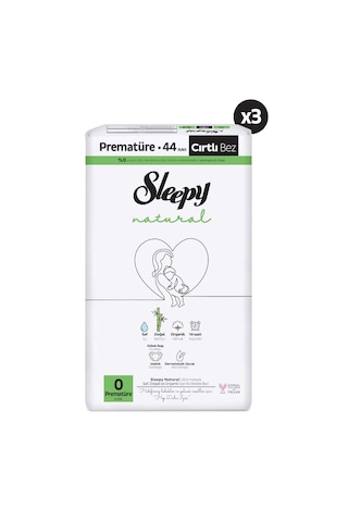 Sleepy Natural Avantajlı Paket Bebek Bezi 0 Numara Premature 132 Adet 3'lü
