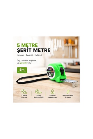 12 Adet Measurıng Tape 5mtx25mm Şerit Metre 1 M