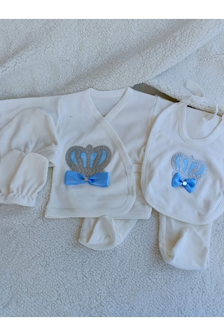 Yeni Doğan Erkek Bebek Prens Taçlı Hastane Çıkısı Seti