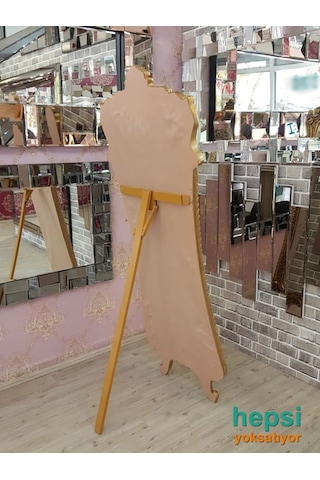 Bihter Model Altın Renk Varaklı Ayaklı Boy Aynası