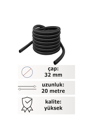 Bosch Uyumlu Professional Süpürgeler İçin 20 Metre Hortumu 32 Mm Çaplı Siyah Renkli