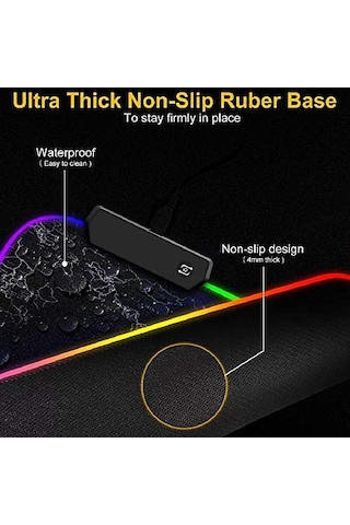 Büyük Oyuncu Rgb Mousepad & Amp Klavye Pad World Map Desenli Işıklı 80x30cm Pad
