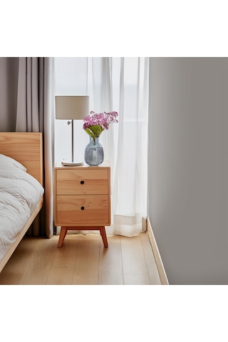 Modern Doğal Ahşap 2 Çekmeceli Komodin 1. Sınıf Masif Çam Ağac...