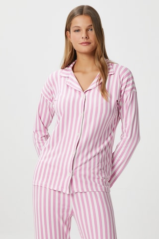 Ritnice Kadın Secret Extra Soft Pembe Beyaz Çizgili Pijama Takım Pembebeyaz Beyaz - Pembe