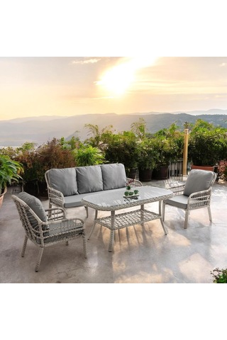 Capri Swing Pisa Üçlü Rattan Bahçe Ve Balkon Oturma Grubu Beyaz 801 Balkon Takımı 2+1+1+sehpalı Rattan Bahçe Takımı Diğer