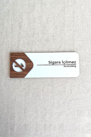 Sigara İçilmez Uyarı Tabelası Mdf Uyarı Levhası 19x7 Cm Çift Katmanlı, Çift Taraflı Bantlı