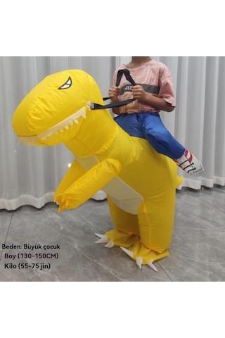 Unicomlifeerp Dinoşarj Kıyafetleri Çocuk Ve Yetişkin Aile Spor Etkinliği Kukla Yürüyüş Kostümleri Cadılar Bayramı Çocuk Gösteri Kostümleri Sarı 8-13