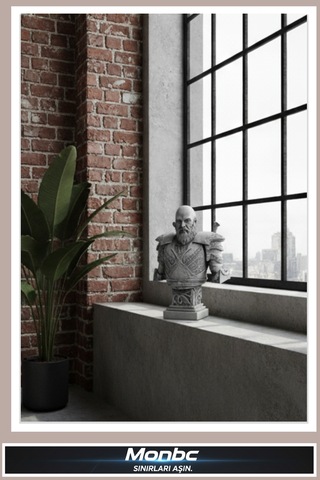 Monbc Kratos Büstü Tanrıların Savaşçısı 3d Tasarım Dekoratif Biblo, Hediyelik Ve Ev Ofis İçin Şık Aksesuar