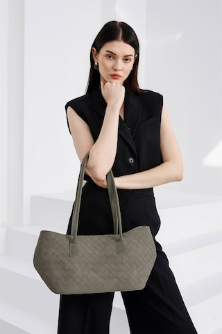 Shule Bags Veneta Süet Shopper Omuz Çantası Vizon Vizon