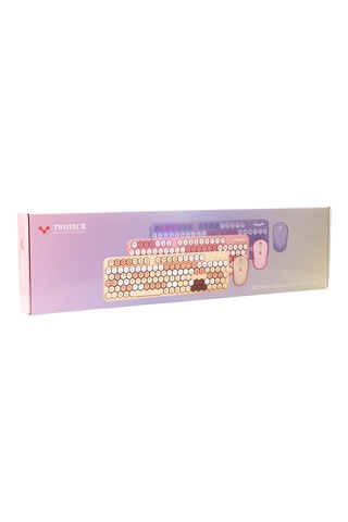 Petek Görünümlü Kablosuz Renkli Klavye Mouse Seti - Retro, Sessiz, Q Türkçe Dizayn Lazer