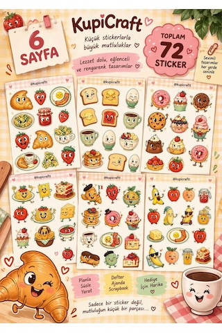 Sevimli Yemekler Sticker Seti-eğlenceli Kawaii Tasarım Etiketler - 929650320 Diğer