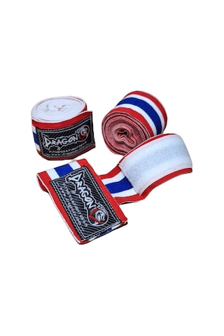 Dragondo 83818 Thailand Bayraklı 3,5 Metre Elastik Bandaj Boks Bandajı Muay Thai Bandajı Kick Boks Bandajı Çok Renkli