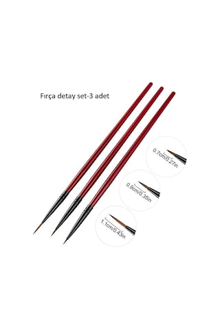 Detay Fırça Seti Kırmızı-ince Uçlu Fırça-tırnak Süsleme Fırçası-desen Fırçası, Altın Fırçası-3 Ad