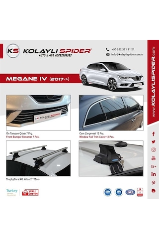 Renault Megane 4 Hb Cam Çıtası 6 Prç Krom 2017 ve Sonrası
