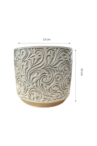 Bitki Tasarımı Ev Dekorasyon Bej Çiçek Desen Beton Saksı Çiçeklik Saksılık
