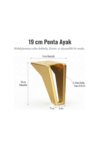 Penta 15 Cm Altın Koltuk Baza Dolap Tv Ünitesi Yatak Odası Konsol Çocuk Ve Genç Odası Ayağı Altın