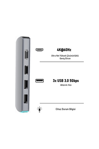 JEYI Type-C to 8in1 HUB Dönüştürücü Çevirici Adaptör