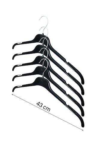 Plastik Elbise Askısı, Gömlek Askısı, T-shirt Askısı, Siyah Renk, 50 Adet