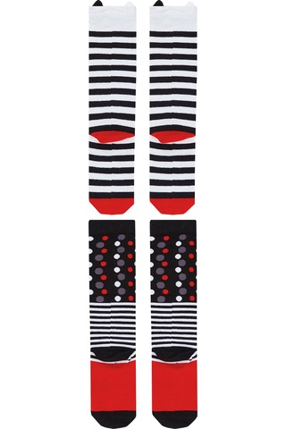 Denokids Mshb&g Çizgili Kediler Kız Çocuk Dizaltı Çorap 2'li Takım Renkli Çok Renkli