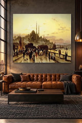 Fida Galata Köprüsünden Yeni Cami Manzarası Canvas Tablo Çok Renkli
