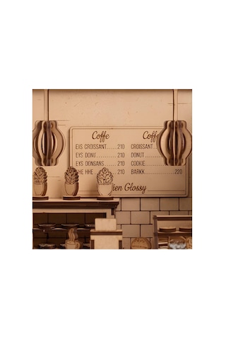 Algwooddesign Coffee Shop Ahşap Maket, 214 Parça Dıy Minyatür Kafe Modeli, Led Işıklı Mdf 3d Puzzle, Hobi Ve Dekorasyon Seti, 19x19x19 Cm