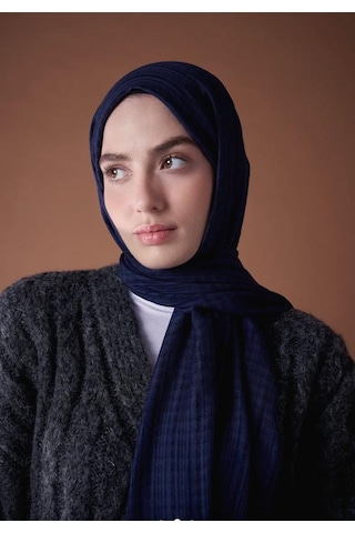 Aminenesil Modakaşmir Misto Pamuk Lacivert Renk Şal