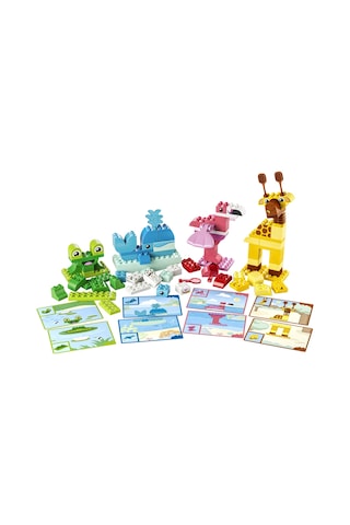 LEGO® DUPLO® Hayvan Yapma Oyunu Eğitici Oyuncak 10472 – 3 Yaş ve Üzeri için Resimli Kartlar İçeren Oyuncak Yapım Seti (94 Parça)