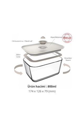 Neoflam Fika Clik Dikdörtgen Saklama Kabı Bej 4 Parça Set