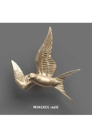 Fortunelane Zengin Altın Renkli 3d Kuş Dekoru - Akdeniz Stili Oturma Odası Süsüsü, Merdiven Üstü Duvar Dekorasyonu燕子a款 Diğer