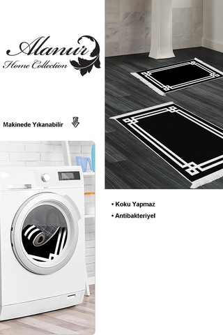 Dekoreko Kaymaz Taban Djt 2 Li Banyo Paspas Takımı Star Pamuk Saçaklı Modern 1669 Siyah