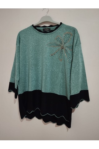 Anne Moda Ankara Üstün Kalite, Kaşmir-pamuk-viskoz Karışımlı Şık Kazak/bluz SU YEŞİLİ