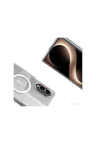 Samsung Uyumlu Galaxy Z Fold 8 Kamera Korumalı M-safe Şarj Özellikli Şeffaf Zore London Sert Pc Kapak