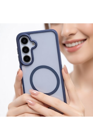 Samsung Uyumlu Galaxy S26 Plus Kılıf Kablosuz Şarj Mat Arka Yüzey Sio Kapak Telefon Kılıfı Lacivert