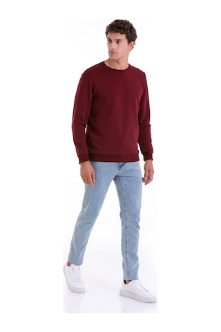 Hatemoğlu Bordo Regular Fit Düz Pamuklu Bisiklet Yaka Sweatshirt Bordo