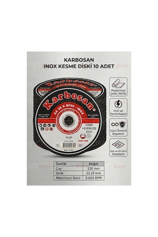Inox Paslanmaz Çelik Kesme Diski 230x1.9 Mm Büyük Spiral Taşı 10 Adet Inox Paslanmaz Çelik Kesme Diski 230x1.9 Mm Büyük Spiral Taşı 10 Adet