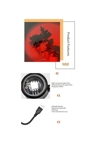 Kosona 360 Döner Boru Güneş Batımı Işığı - Yumuşak Renkli Projeksiyon, Usb Çalışır, Romanatik Ortam Aydınlatması, Fotoğraf Ve Canlı Yayın Arka Planı